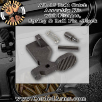 AR-15 Bolt Catch Assembly Kit with Plunger, Spring & Roll Pin -Black