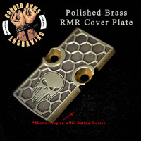 Polished Brass Honeycomb Punisher  RMR Cover Plate Beveled