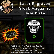 Air Force Vet Skull Laser Engraved Aluminum Glock Magazine Base Plates
