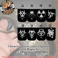 Biohazard Series Custom Laser Engraved Aluminum Cerakoted Glock Magazine Base Plates