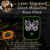 Butterfly 2 Laser Engraved Aluminum Glock Magazine Base Plates