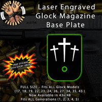 3 Crosses Laser Engraved Aluminum Glock Magazine Base Plates