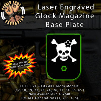 Lady CrossBones Laser Engraved Aluminum Glock Magazine Base Plates