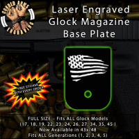 Tattered Flag Laser Engraved Aluminum Glock Magazine Base Plates