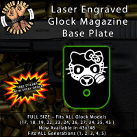 Gas Masked Hello Kitty Laser Engraved Aluminum Glock Magazine Base Plates
