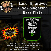 E.M.T. Laser Engraved Aluminum Glock Magazine Base Plates