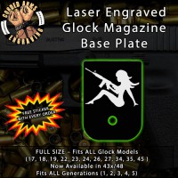 Girl With Gun Laser Engraved Aluminum Glock Magazine Base Plates