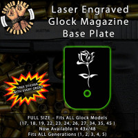 Rose 2 Laser Engraved Aluminum Glock Magazine Base Plates