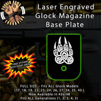Tribal Bear Paw Engraved Aluminum Glock Magazine Base Plates