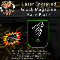 Tribal Wolf Laser Engraved Aluminum Glock Magazine Base Plates