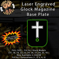 Cross Laser Engraved Aluminum Glock Magazine Base Plates
