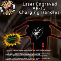 Black Widow Laser Engraved Charging Handle
