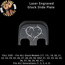Barbed Wire Heart Laser Engraved Glock Slide Plate