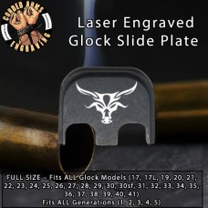 Tribal Bull Laser Engraved Glock Slide Plate