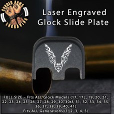 Tribal Bat Laser Engraved Glock Slide Plate