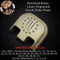 3% Laser Engraved Glock Slide Plate - Polished Brass