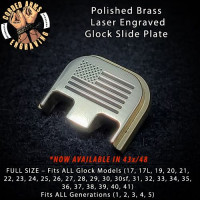 American Flag Laser Engraved Glock Slide Plate BRASS