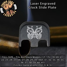 Butterfly 2 Laser Engraved Glock Slide Plate