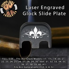 Fleur-de-lis Laser Engraved Glock Slide Plate
