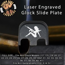 Girl with Gun Laser Engraved Glock Slide Plate