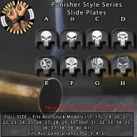 Punisher Series Custom Laser Engraved Aluminum Glock SlidePlates