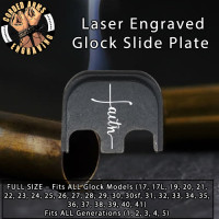 Faith Cross Laser Engraved Glock Slide Plate