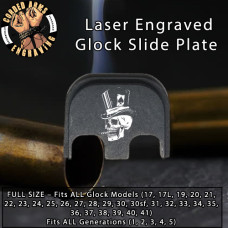 Top Hat Skull Laser Engraved Glock Slide Plate