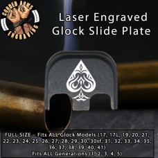 Aces of Spades Tribal Laser Engraved Glock Slide Plate