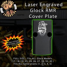 Messy Bun Skull Engraved RMR Cover Plate 