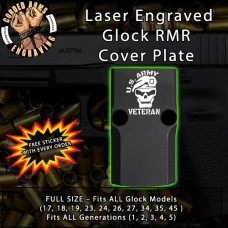 Army Veteran Skull Engraved RMR Cover Plate 