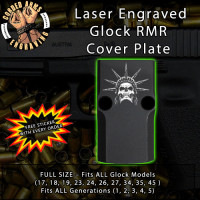 Statue of Liberty Skull Laser Engraved RMR Cover Plate 