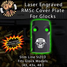Air Force Vet Skull Laser Engraved RMSc Cover Plate for Glock 43, 43x, 48