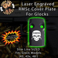 Marine's Skull Laser Engraved RMSc Cover Plate for Glock 43, 43x, 48