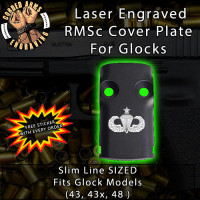 Senior Parachutist Laser Engraved RMSc Cover Plate for Glock 43, 43x, 48