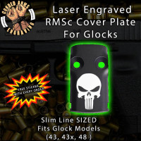 Punisher Laser Engraved RMSc Cover Plate for Glock 43, 43x, 48