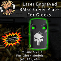 Punisher Girl Laser Engraved RMSc Cover Plate for Glock 43, 43x, 48