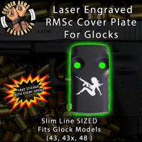 Girl with Gun Laser Engraved RMSc Cover Plate for Glock 43, 43x, 48