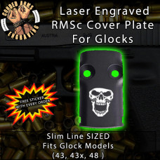 Skull 2 Laser Engraved RMSc Cover Plate for Glock 43, 43x, 48