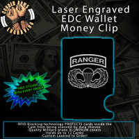 Airborne Ranger Jump Wings Laser Engraved EDC Money Clip Credit Card Wallet
