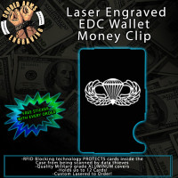 Parachutist Badge "Jump Wings" Laser Engraved EDC Money Clip Credit Card Wallet