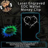 Barbed Wire Heart Laser Engraved EDC  Money Clip Credit Card Wallet