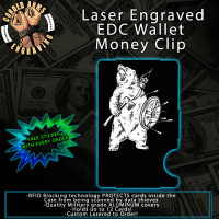 Bear Warrior Laser Engraved EDC  Money Clip Credit Card Wallet