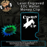 Bull Rider Laser Engraved EDC  Money Clip Credit Card Wallet