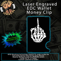 FU Skeleton Hand Laser Engraved EDC Money Clip Credit Card Wallet