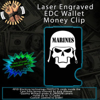 Marine's Skull Laser Engraved EDC  Money Clip Credit Card Wallet
