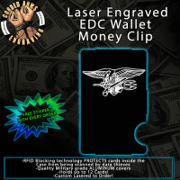 Navy Trident Laser Engraved EDC Money Clip Credit Card Wallet