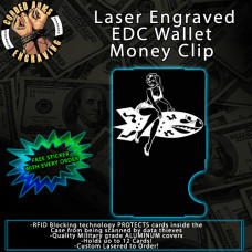 Pinup Bomber Girl Laser Engraved EDC  Money Clip Credit Card Wallet