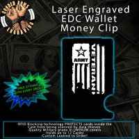 Army Vet Flag Laser Engraved EDC Money Clip Credit Card Wallet
