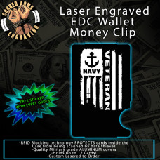 Navy Vet Flag Laser Engraved EDC Money Clip Credit Card Wallet