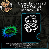 Zombie Hello Kitty Laser Engraved EDC  Money Clip Credit Card Wallet